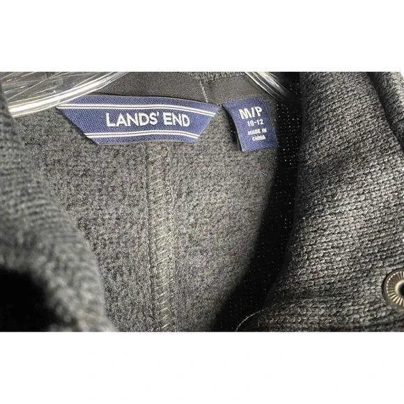 Lands End Full ZIP‎ SWEATER jacket Collared Cardigan Pockets Gray size medium - Picture 5 of 10